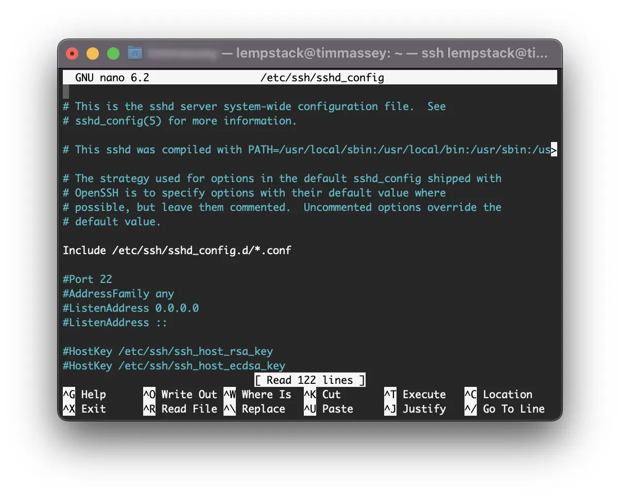 Editing sshd_config with nano