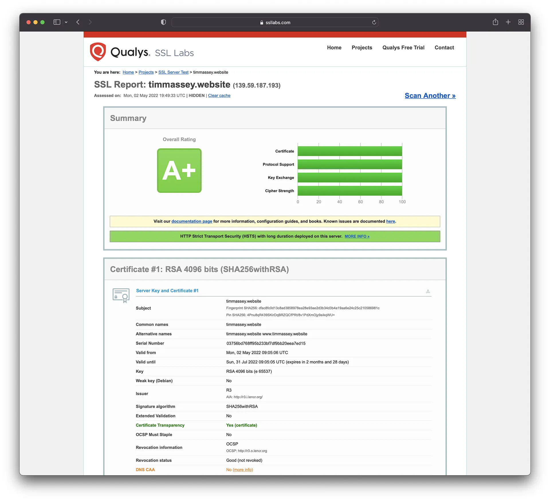SSL Labs server test results
