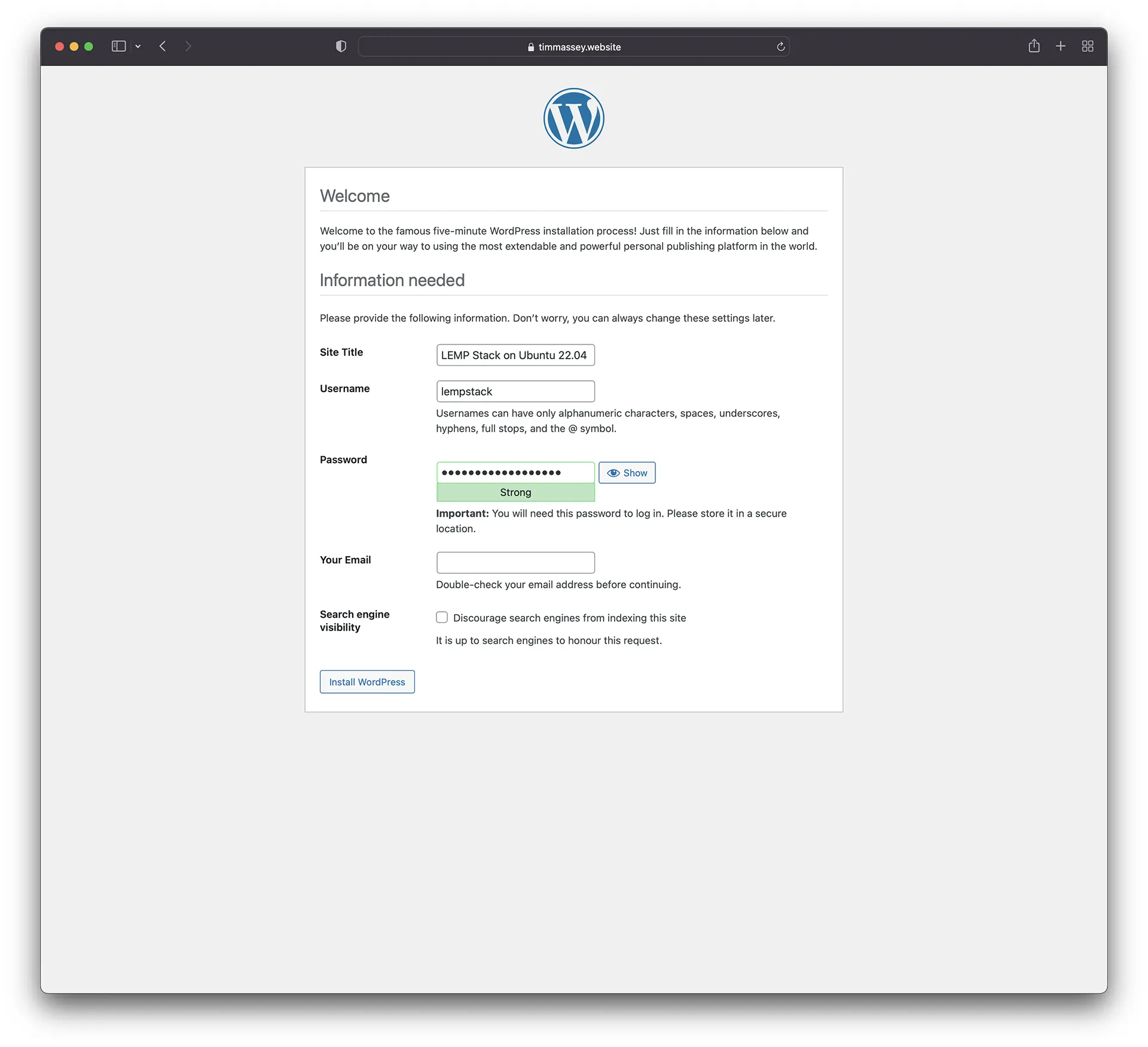 The 'famous five-minute WordPress installation process'