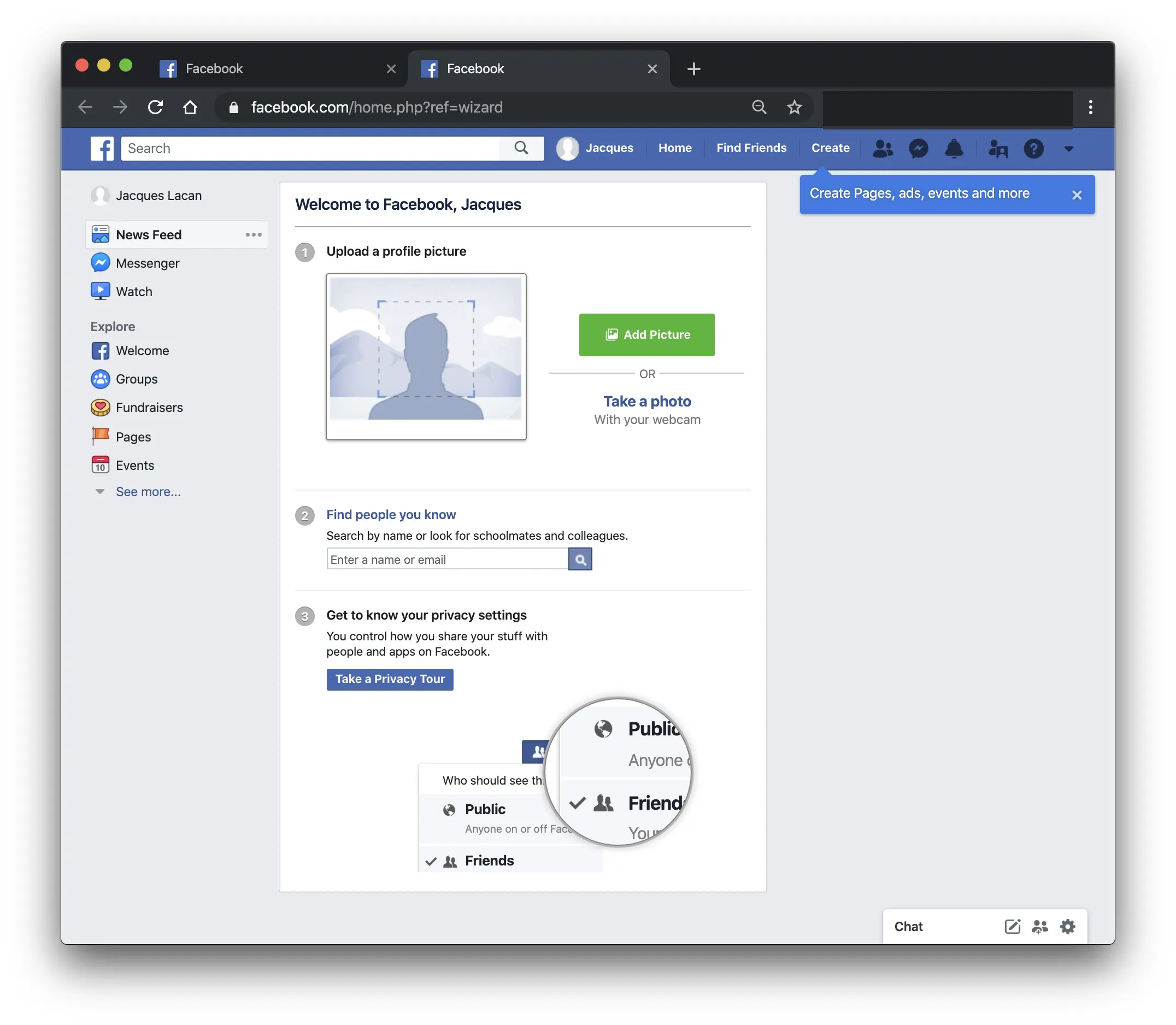 Blank Facebook profile