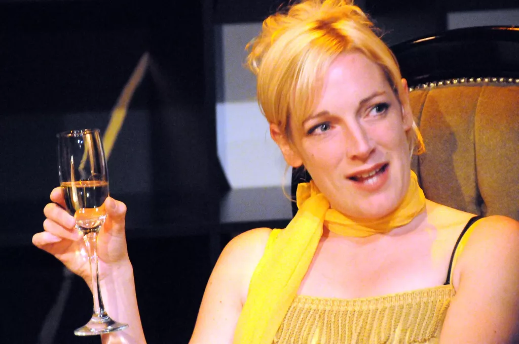 Claire Skelcey as The Blonde in Bond Girls by Tim Massey, Alma Tavern Theatre, Bristol, 15 September 2008
