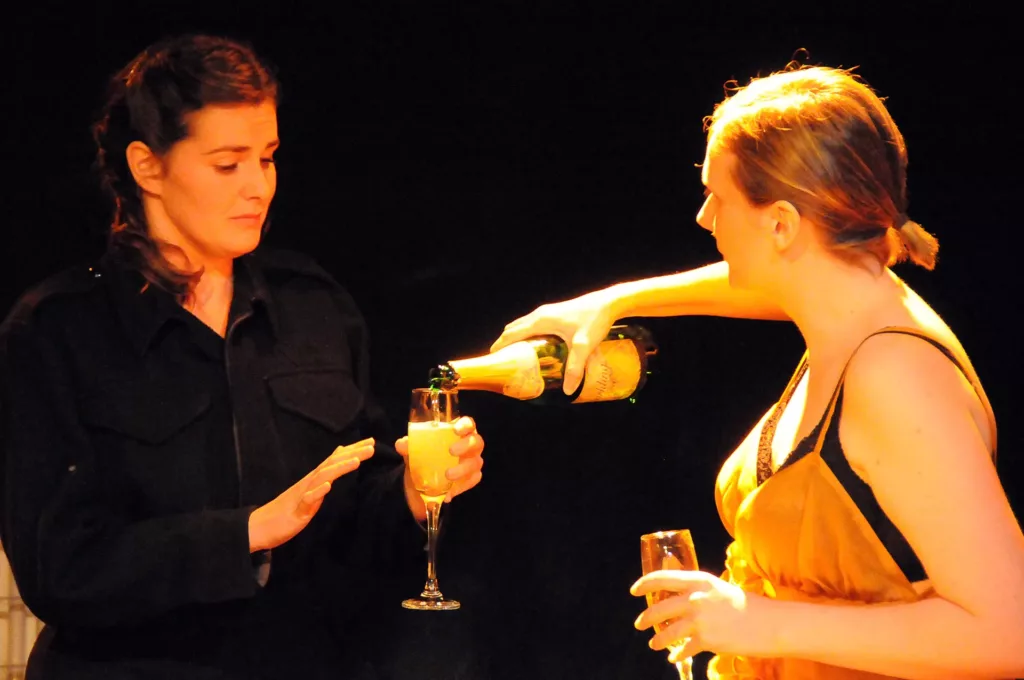 Lucinda Holloway as Muriel and Rachel Fagan as The Colonel in Bond Girls by Tim Massey, Alma Tavern Theatre, Bristol, 15 September 2008