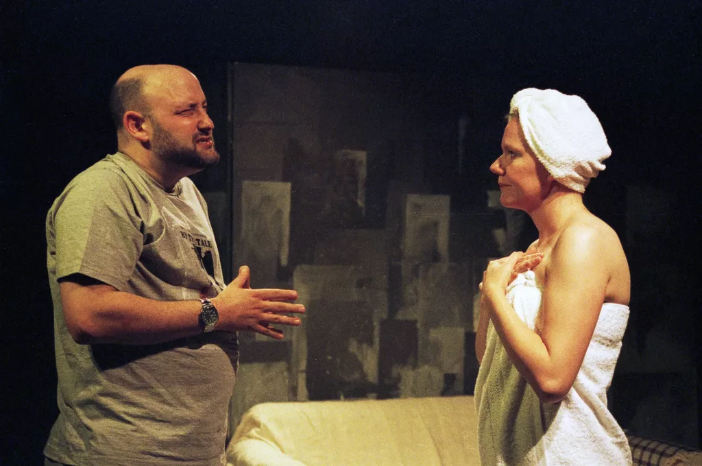 Simon Winkler as Paul and Joanne Lancastle as Emily in Salt'n'Sauce by Tim Massey, Alma Tavern Theatre, Bristol, 30 October 2006