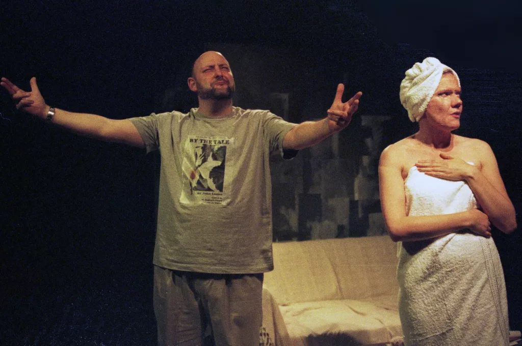 Simon Winkler as Paul and Joanne Lancastle as Emily in Salt'n'Sauce by Tim Massey, Alma Tavern Theatre, Bristol, 30 October 2006