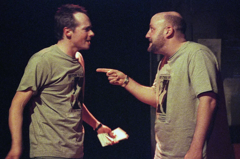 Paul Mundell as John and Simon Winkler as Paul in Salt'n'Sauce by Tim Massey, Alma Tavern Theatre, Bristol, 30 October 2006