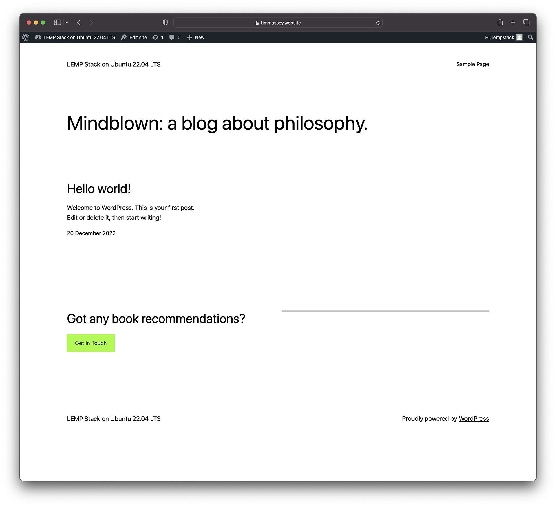 WordPress default frontend running the Twenty Twenty-Three theme