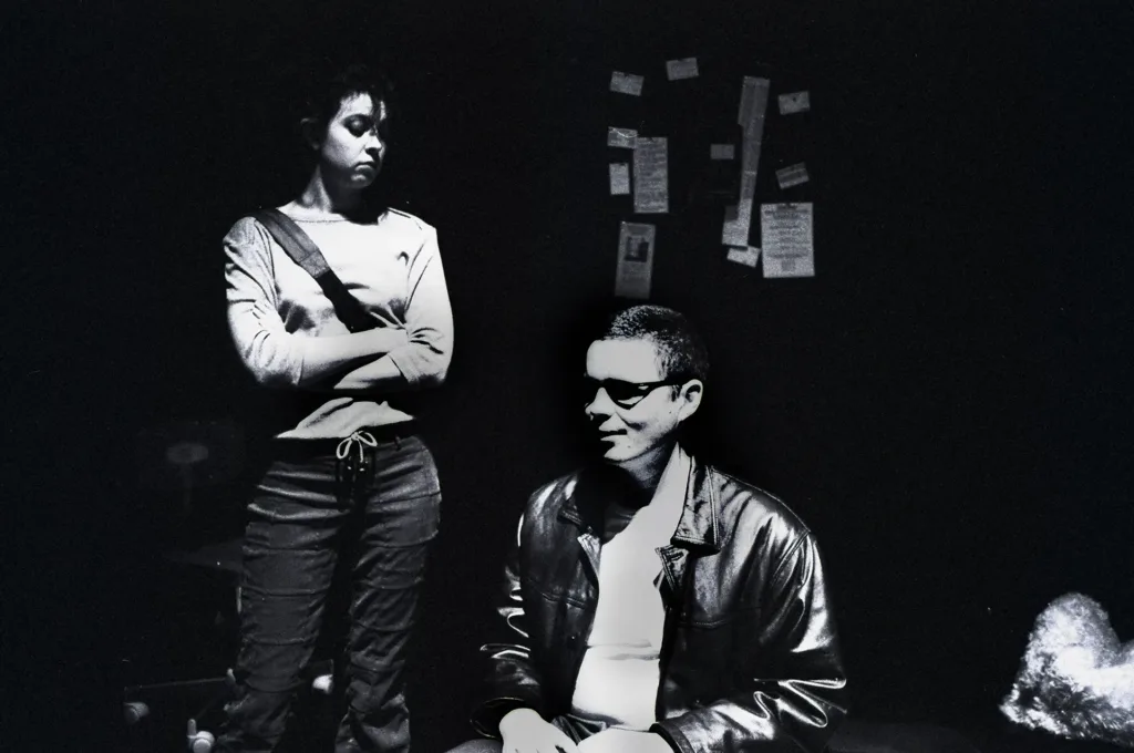 Sophie Clarke as Alice and Ryan Kelly as Guy in Touchy Feely by Tim Massey, Bristol Old Vic Studio, 6 May 2000