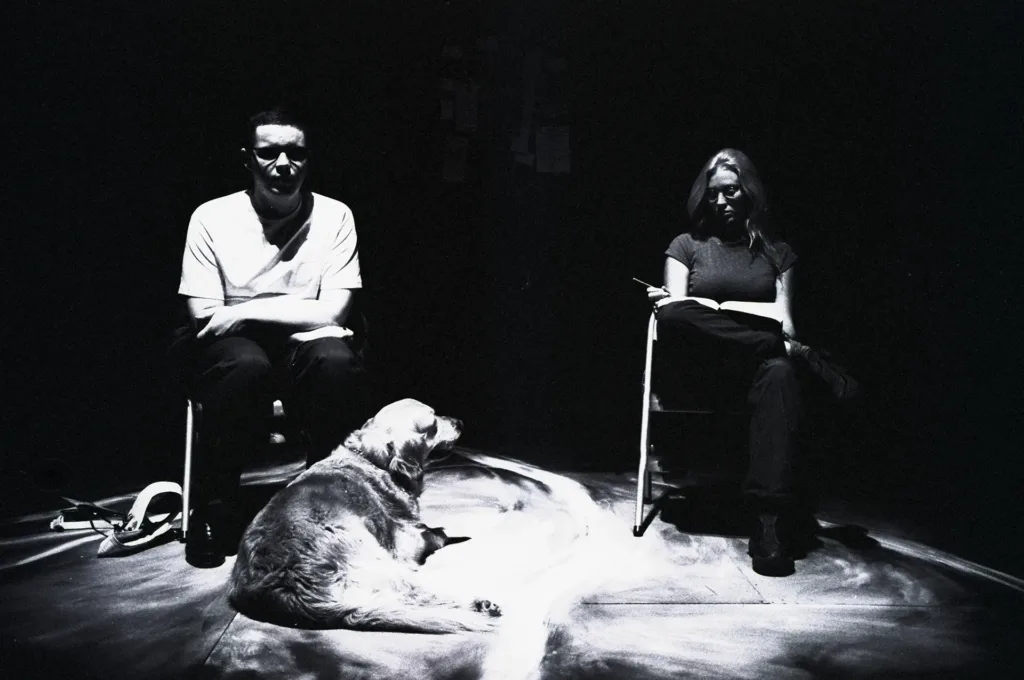 Ryan Kelly as Guy and Ellie Zeegen as Kelly in Touchy Feely by Tim Massey, Bristol Old Vic Studio, 6 May 2000