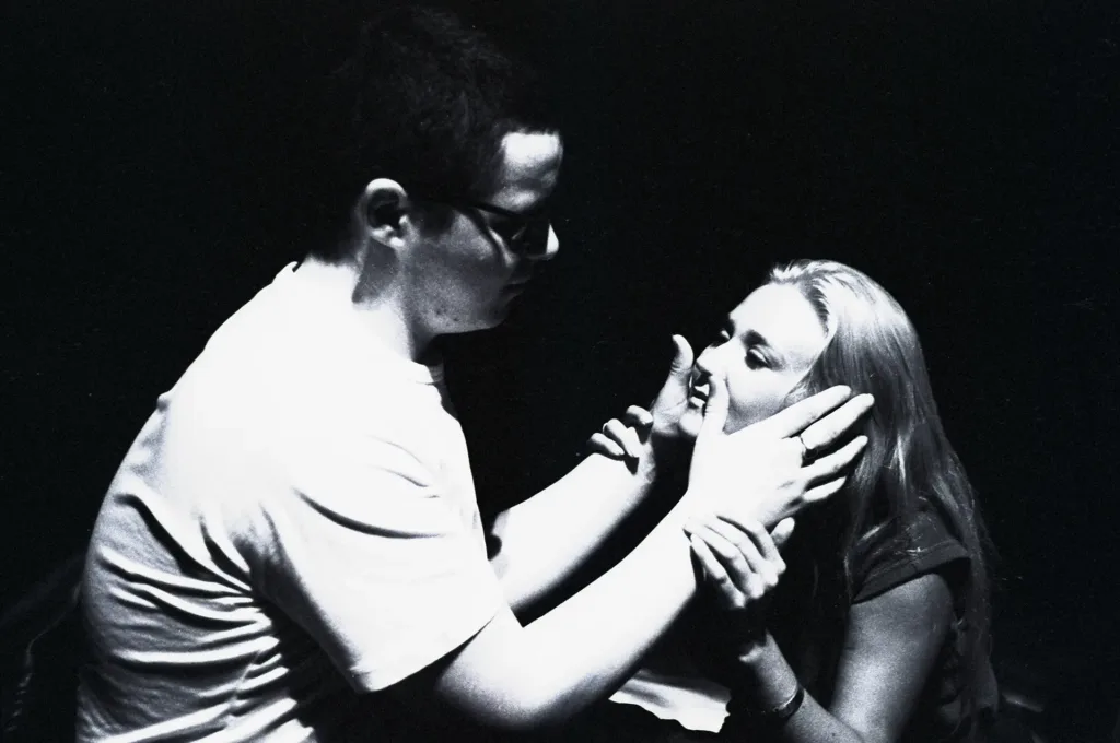 Ryan Kelly as Guy and Ellie Zeegen as Kelly in Touchy Feely by Tim Massey, Bristol Old Vic Studio, 6 May 2000
